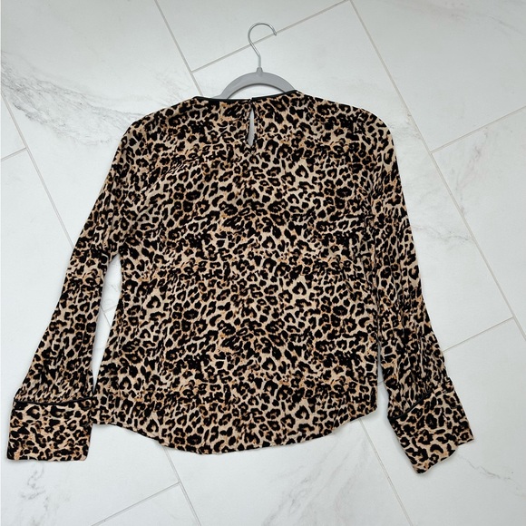 Zara Leopard Blouse with Faux Leather Trimming - Picture 5 of 5